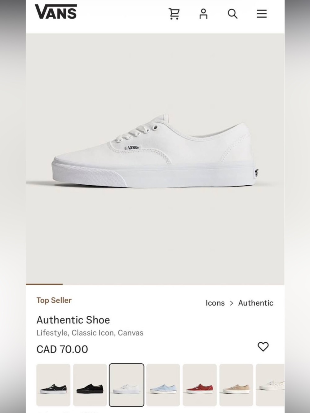 NWT Vans Authentic Shoe W Size 6
